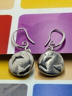 Earrings with vintage Todd Oldham Buttons 90s silver tone